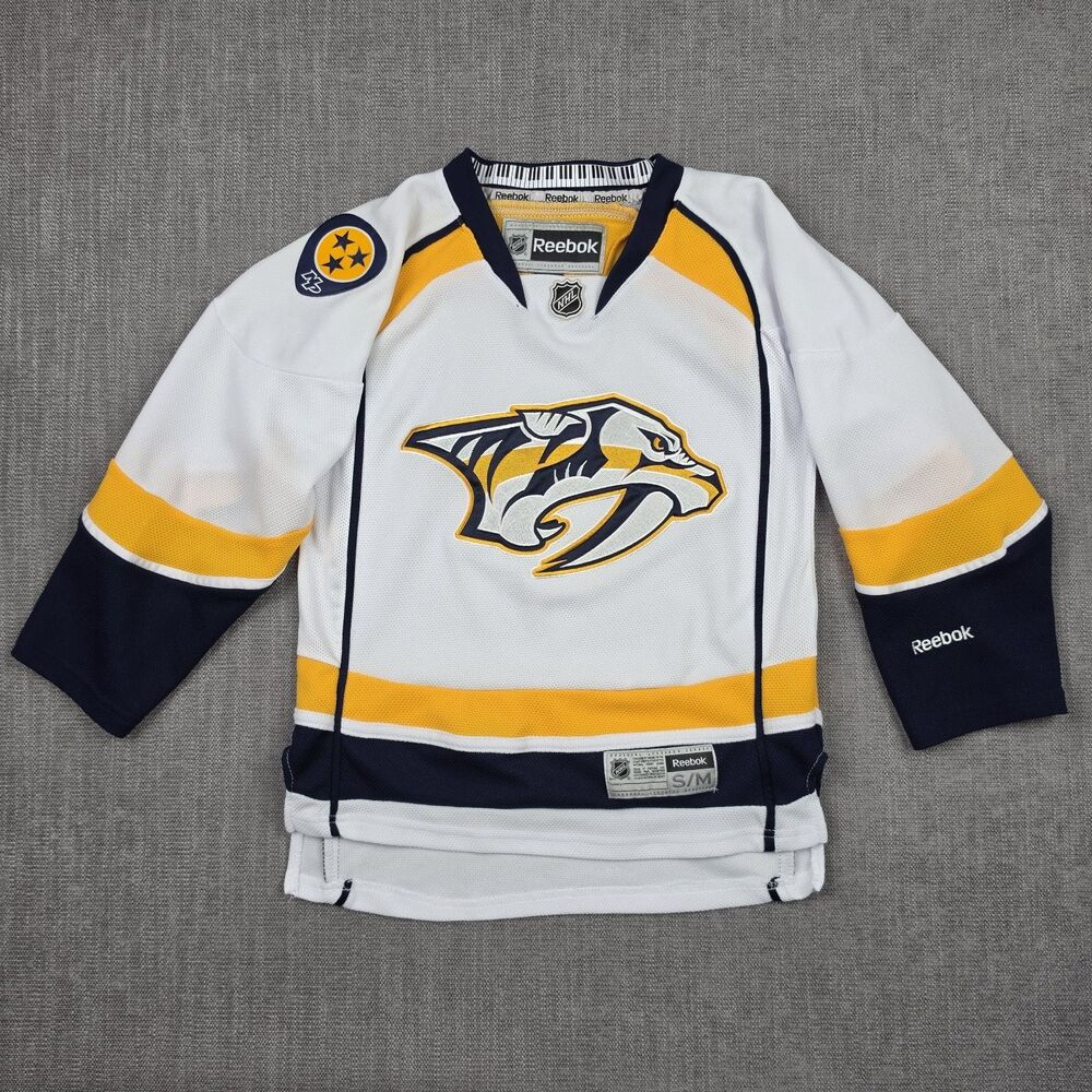 Nashville Predators Jersey Boys Small White NHL Hockey Reebok Blank Sweater